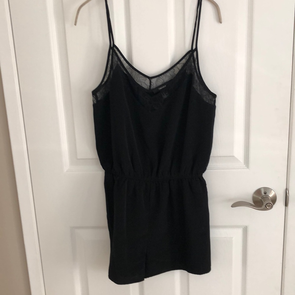 Black Laced Trimmed Romper